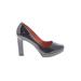 Via Spiga Heels: Pumps Chunky Heel Cocktail Party Gray Solid Shoes - Women's Size 8 1/2 - Almond Toe