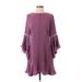 White House Black Market Casual Dress - A-Line Crew Neck 3/4 sleeves: Purple Solid Dresses - Women's Size 4