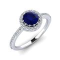 Blue Sapphire Brilliant Cut Round 6.00mm Holo Side Accents Ring | Sterling Silver 925 With Rhodium Plated | Beautiful Side Accents Brilliant Cut Ring For Woman's And Girls (U)