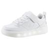 Sneaker SKECHERS "Blinkschuh SPORT COURT 92- SHOW MADDOX", Kinder, Gr. 29, weiß, Lederimitat, unifarben, sportlich, Schuhe, Schnürschuh mit Blinkfunktion, Größenschablone zum Download
