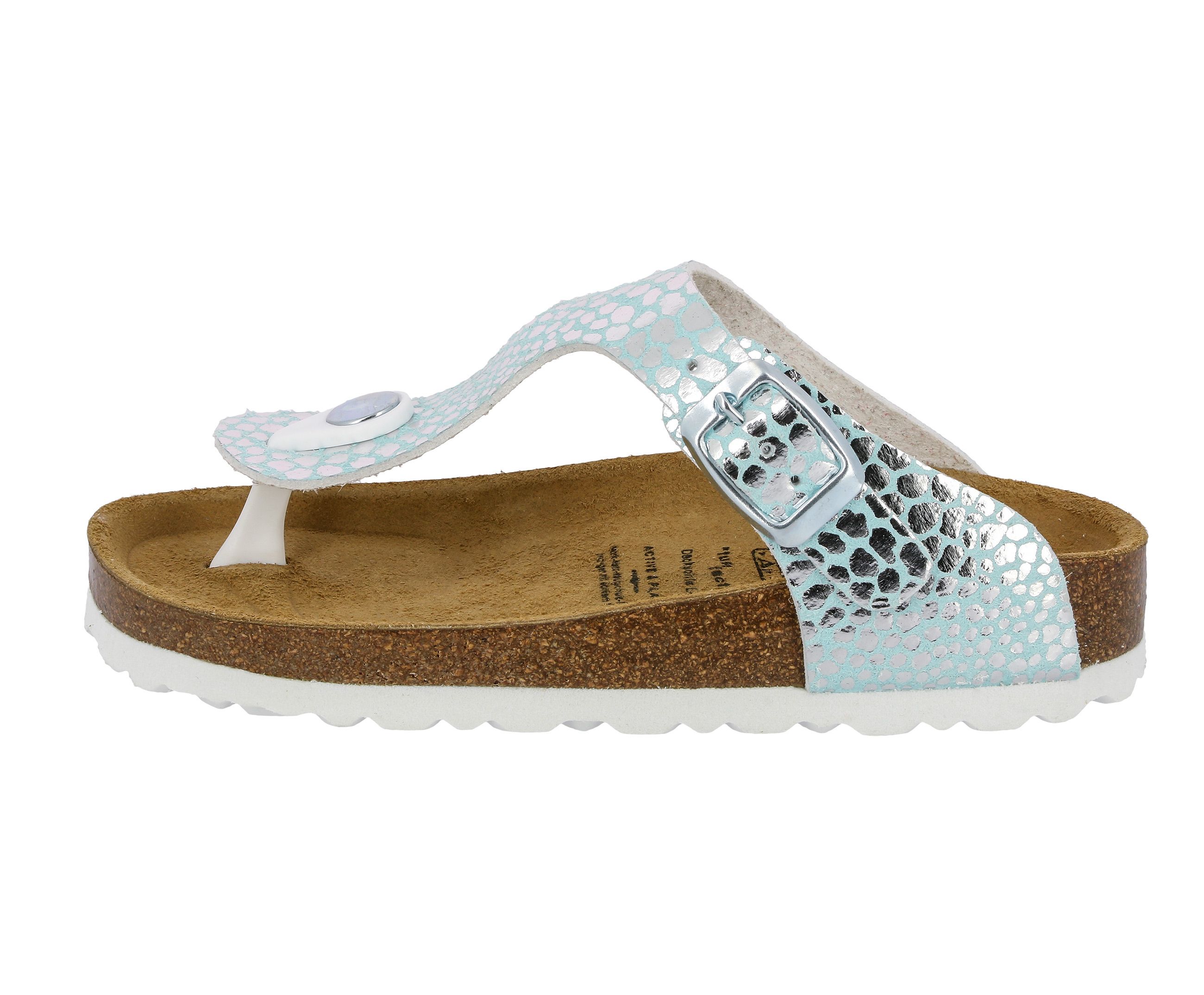 Pantolette LICO "Zehenstegpantolette Bioline Stone Kids", Gr. 42, blau, Synthetik, Schuhe Image