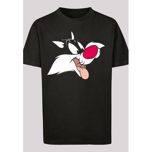 „Kurzarmshirt F4NT4STIC „“Kinder Looney Tunes Sylvester with Kids Basic Tee““ Gr. 122/128, schwarz (black) Mädchen Shirts T-Shirts“