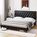 House of Hampton® Haskle King Tufted Platform Bed Upholstered/Faux leather in Black | 45.6 H x 62.2 W x 82.7 D in | Wayfair