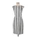 J.Crew Casual Dress - Sheath Crew Neck Short Sleeve: Gray Stripes Dresses - Women's Size 00