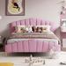 Mercer41 Queen Size Velvet Platform Bed w/ Thick Fabric, Gray in Pink | Wayfair 685519E1AEFD4B239062102B4A14F6E2