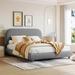 Latitude Run® Teddy Fleece Platform Bed w/ Thick , Solid Frame & Stylish Curve-Shaped Design Upholstered/Wool in Gray | Wayfair