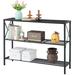 17 Stories Industrial Console Table. 3 Tier Entryway Table. Hallway Table. Narrow Sofa Table w/ Shelves.Black Wood in Brown/Gray | Wayfair