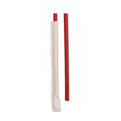 D&W Fine Pack DSGW24-300R 7 3/4" Wrapped Giant Straws - Polypropylene, Red