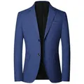 Blazer scozzese blu da uomo giacche abbigliamento formale abiti blazer giacche da lavoro nuova