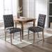 Wooden Frame Dining Chairs Set of 2 Side Chairs, Linen Fabric Upholstered Accent Chairs with Tufted Button Backrest