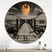 Designart "Beach Pier Perspective Black VI" Nautical & Beach Oversized Wood Wall Clock