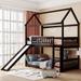Espresso Twin Over Twin Bunk Bed with Slide, Playhouse Design