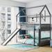 Gray Twin Over Twin Bunk Bed with Slide, Playhouse Design