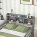 Gray Solid Wood Full over Full Bunk Beds with Bookcase Headboard