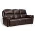 Sophisticated Brown Leather Power Reclining Sofa, Adjustable Headrest