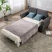 Linen Pull Out Sofa Bed Loveseat, Memory Foam Mattress