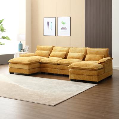 Musterd Yellow Large Modular U-Shape Sectional Sofa with Throw Pillows