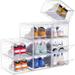 Solid Plastic Shoe Box with Magnetic Front Door, Stackable, Closet Sneaker Organizer