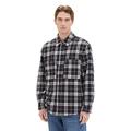 TOM TAILOR Denim Herren Relaxed Fit Fleecejacke mit Karo-Muster, black white classic check, L