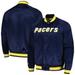 "Men's Mitchell & Ness Navy Indiana Pacers Hardwood Classics Throwback Wordmark Raglan Full-Snap Jacket"