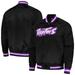 "Men's Mitchell & Ness Black Toronto Raptors Hardwood Classics Throwback Wordmark Raglan Full-Snap Jacket"