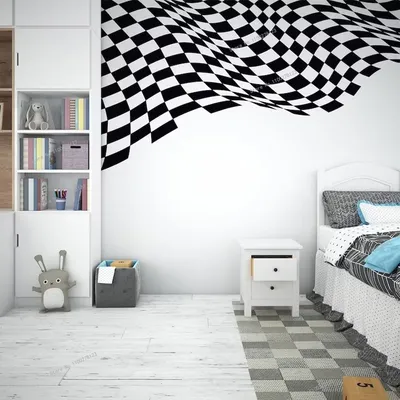 Rennflagge Wandaufkleber Racer Home Decor Sport Rennwagen Karierte Flagge Kunstwand Jungen Image