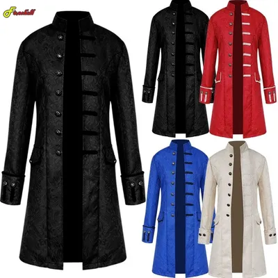 Plus Größe 5XL Männer Gothic Steampunk Medieval Kostüm Viktorianischen Renaissance Jacquard Image