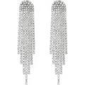 Elegant Austrian Crystal Chandelier Tassel Earrings - Stunning Silver Tone Accessories for Parties Proms and Special Occasions - Perfect Jewelry Gift for Women and Girls