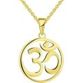 Women OM Necklace - 925 Sterling Silver Indian Yoga Aum Ohm Pendant - Yellow Gold Color - Fine Jewelry for Christmas Valentine s Day Birthday - Nickel-Free & Hypoallergenic