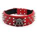 Skull and Crossbones Black alligator faux leather spiked dog collar adjustable Red