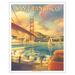 San Francisco California - Golden Gate Bridge - Marin Headlands - Vintage Travel Poster by Kerne Erickson - Fine Art Matte Paper Print (Unframed) 16x20in