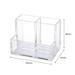 Angfeng Pen Holder Clear Acrylic Makeup Brush Holder Pencil Holder for Desk with Sticky Notes Holder and 3 Compartments Pencil Organizer for Pen Art Supply Makeup Brush(Clear)(C)