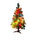 Goilinor 25Pcs Christmas Tree Set Solid Wood Foot with LED Spherical Light Mini Table Christmas Tree Xmas Party Decor with 45Ccm String Lights