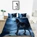 Fashionable Bedding Cover Set 3D Wolf Printed Comforter Cover Set with Pillowcase Home Bed Set California King(98 x104 )