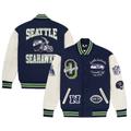 Men's OVO x NFL College Navy Seattle Seahawks Full-Snap Varsity Jacket