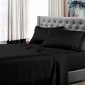 Short King Size 600 Thread Count Luxury Extrasoft 100% Egyptian Cotton 4 Piece Sheets Set in Hotel Quality Black Solid