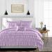 Oversized Queen Size Microfiber Duvet Cover Multi Ruffle Ultra Soft & Breathable 3 Piece Luxury Soft Wrinkle Free Cooling Sheet (1 Duvet Cover with 2 Pillowcases Lilac)