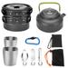 ODOLAND 10pcs Camping Cookware Mess Kit Lightweight Pot Pan Kettle for Outdoor Camping Hiking and Picnic