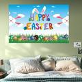 Mortilo Flags_ Banners & Accessories Easter Banner Holiday Decorations Egg Bunny Flag Background Cloth Holiday Party Photo Background Purple Home & Garden Gift