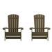 Flash Furniture Set of 2 Poly Resin Folding Adirondack Chair-Indoor/Outdoor Patio Chair Mahogany