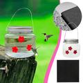 SDJMa Jar Hummingbird Feeder with Flower Feeding Ports for Outdoor Hanging Yard Garden Decoration Clear Reservoir Design Portable 500ml(Bird Feeder +Cleaning Cloth)