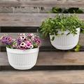 Namzi 2Pcs Resin Wall Planters Hanging Flower Plant Pots Vertical Wall Mount Planter Pot Flower Basket for Railing Fence Wall Window Balcony White