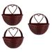 3 Pcs Hanging Planter Outdoor Woven Storage Basket Weaving Wall Flower Pot Succulent Pots Rattan Wooden Planters