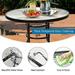 KOTEK 32 Patio Table with Umbrella Hole Outdoor Bistro Table w/Tempered Glass Top & Sturdy Metal Frame Round Patio Dining Table Coffee Table for Garden Balcony Poolside