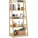 GxIne Ladder Shelf Bamboo 5 Tier Multi-Functional Book Shelf Storage Rack Organizer Plants Stand Display Shelf for Living Roon Garden Balcony Bedroom Natural