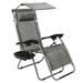 Infinity Zero Gravity Chair with Awning Outdoor Lounge Patio Chairs with Pillow and Utility Tray Adjustable Folding Recliner for Deck Patio Beach Yard Grey