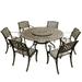 Outdoor Aluminum 7pc Round Patio Dining Set Lazy Susan Six Chairs