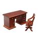 Leadrop Wooden 1/12 Scale Retro Dollhouse Writing Desk Chair Set Miniature Furniture for Decor