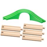 STARTIST Straight Wooden Tracks Expansion Railway Bridge Figurine Train Track Connectors for Woodland Table Activity Home Railroad Set Green