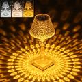 DYstyle LED Wine Cup Shape Crystal Table Lamp 3 Light Color Dimmable LED Bedside Lamp Night Light USB Power/Rechargeable Room Decor Desk Lamp